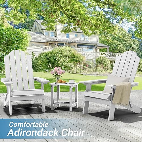 Miniatura 4 de MXIMU Silla Adirondack plegable para exteriores fácil de montar y cómodas sillas Adirondack, juego de 2 sillas de plástico compuesto para todo tipo