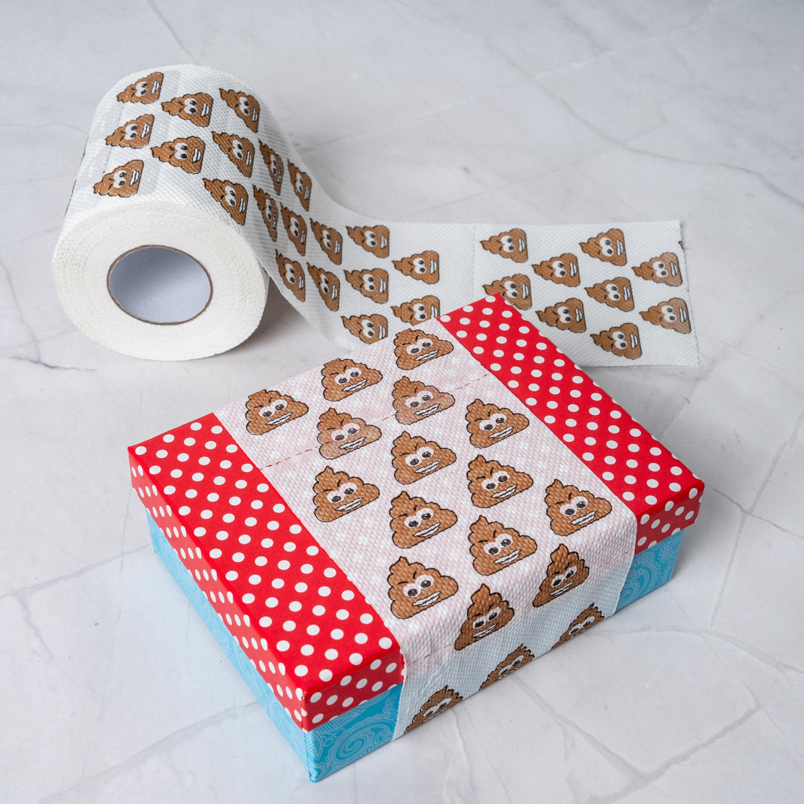 Poop Emoji papier toaletowy, 2 rolki, dla miłośników emotikonów Smiling Poops, dekoracja toalety na jubileusz, zabawny papier toaletowy, zabawny papier toaletowy, artykuł na prezent, dekoracja