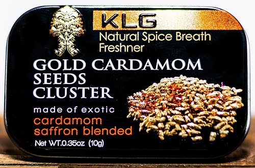 Gold Cardamomo Seeds Cluster (0.35 onzas). Veganas, Kosher, sin gluten. Hecho en Estados Unidos menta natural, cúrcuma, azafrán, cardamomo, oro