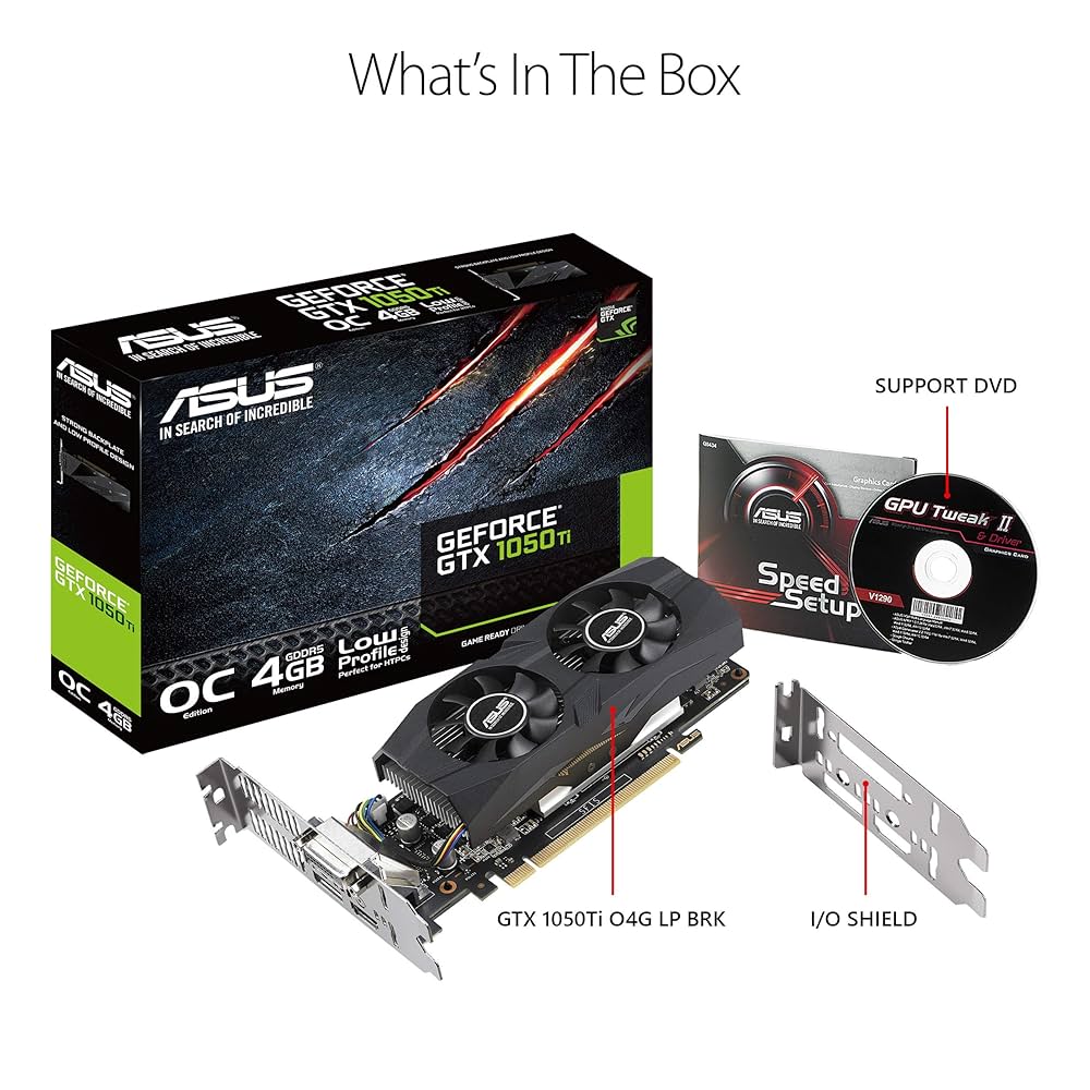 ASUS　GTX1050Ti-O4G-LP-BRK　ロープロファイルグラボ ASUS、ロープロファイル対応の「GeForce GTX 1050 Ti」搭載