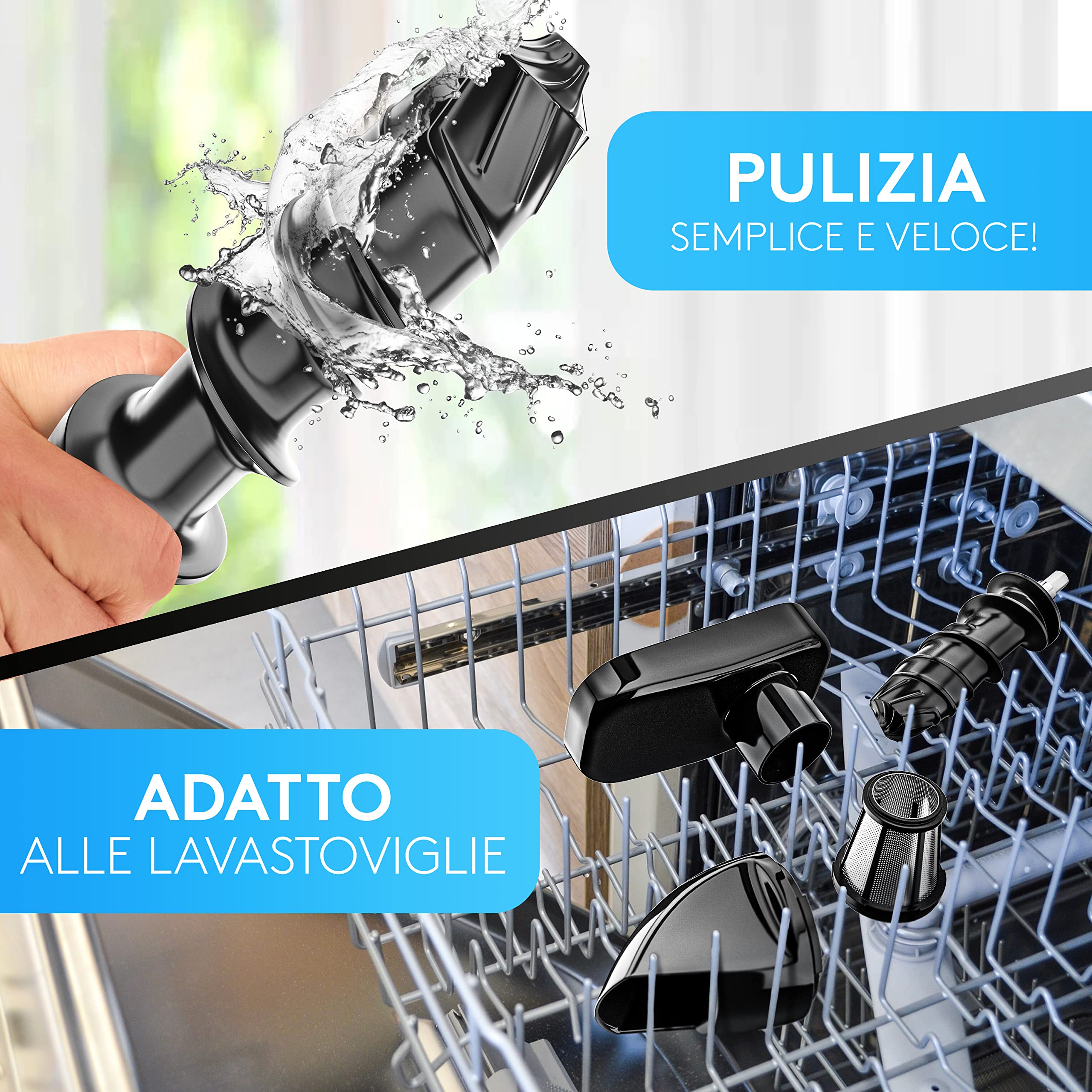 Vandenberg [L'ORIGINALE] - Slow Juicer - Spremiagrumi per frutta e verdura - [150 W] Spremiagrumi amico delle vitamine con funzione di inversione Include una spazzola per la pulizia - Senza BPA