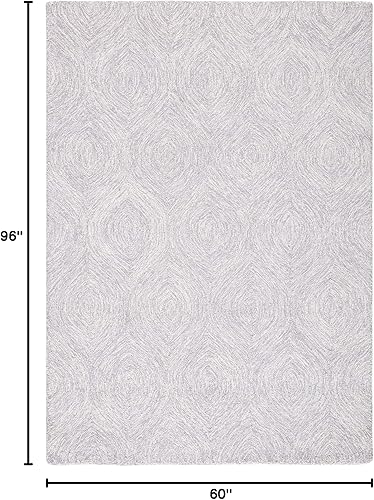 Miniatura 2 de SAFAVIEH Micro-Loop Collection - Alfombra de área de 5 x 8 pies, plata y marfil, lana hecha a mano, ideal para zonas de alto tráfico en sala de