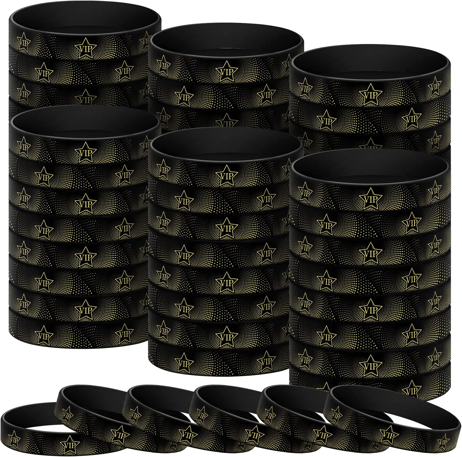 Sratte 90 Pcs VIP Bracelets VIP Silicone Wristbands for Events Black Bracelets Elastic Wristbands for Party Club Bar Men Women