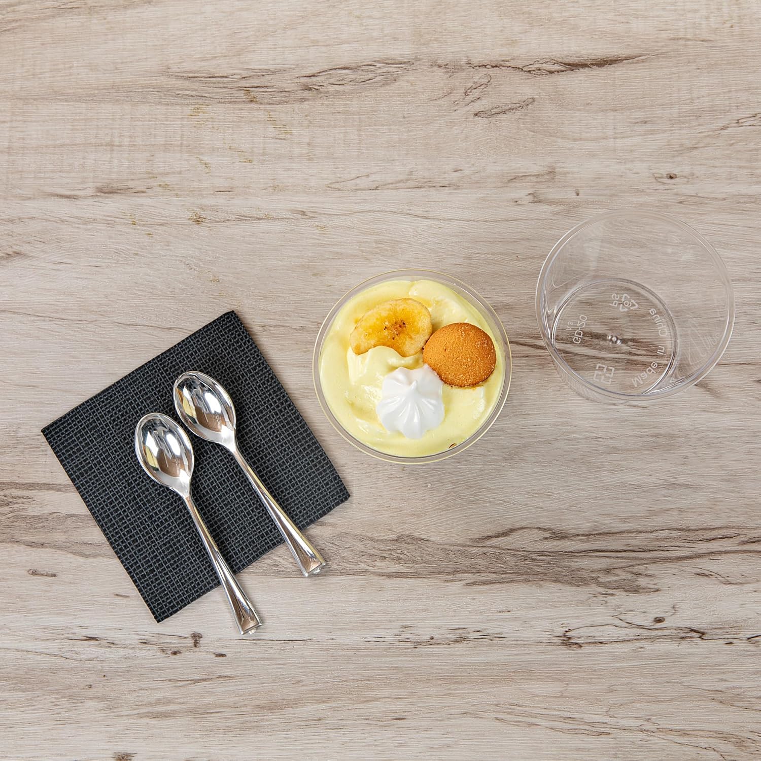 Restaurantware Mini Serve 5.7 Ounce Plastic Dessert Cups, 100 Disposable Round Serving Cups - Lids Sold Separately, Stackable, Clear Plastic Parfait Cup, Durable, For Ice Cream, Gelato, And Sorbet