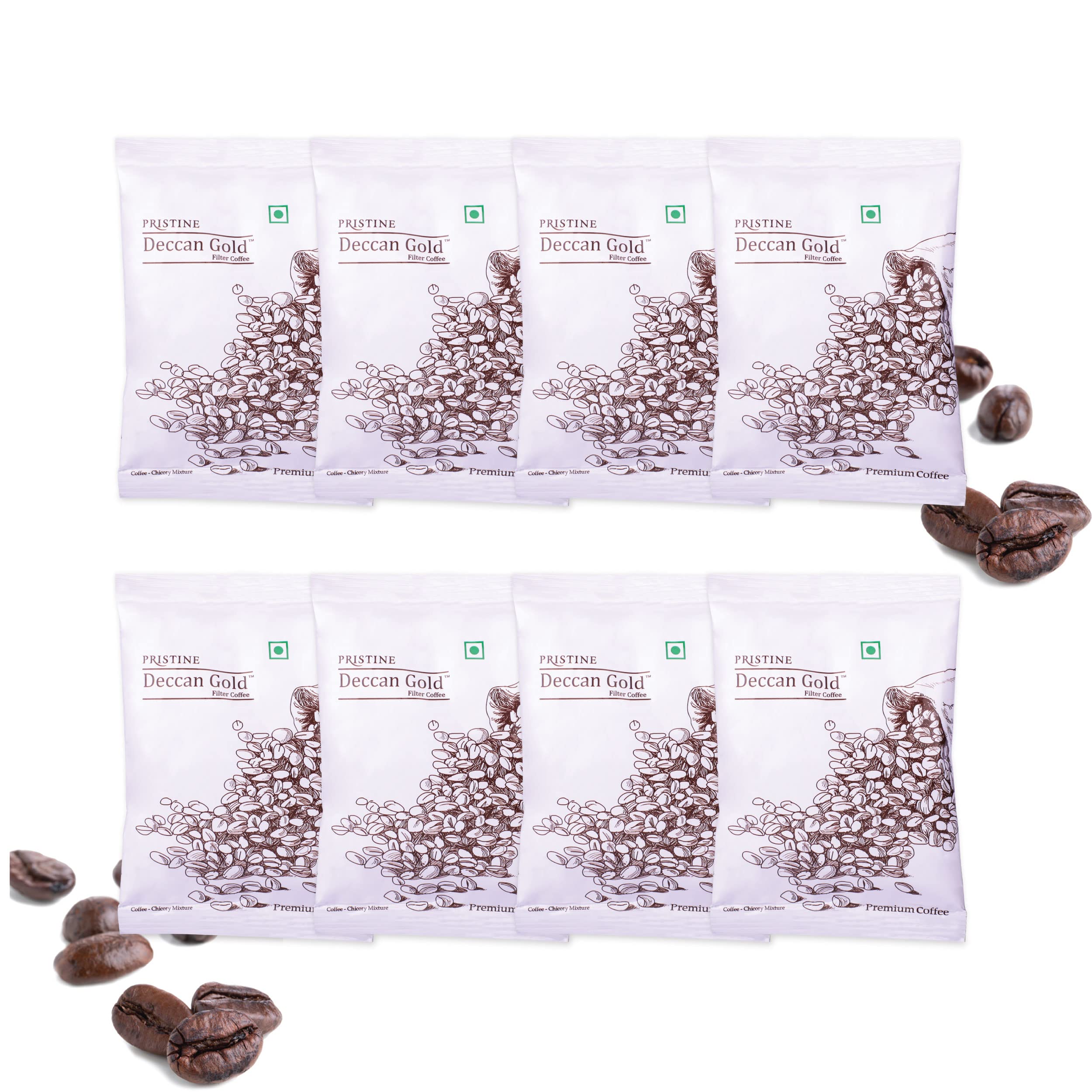 PRISTINE Deccan Gold Medium Roasted Premium Filter Coffee Powder (Coffee-80%, Chicory-20%) 50g each - Pack of 10