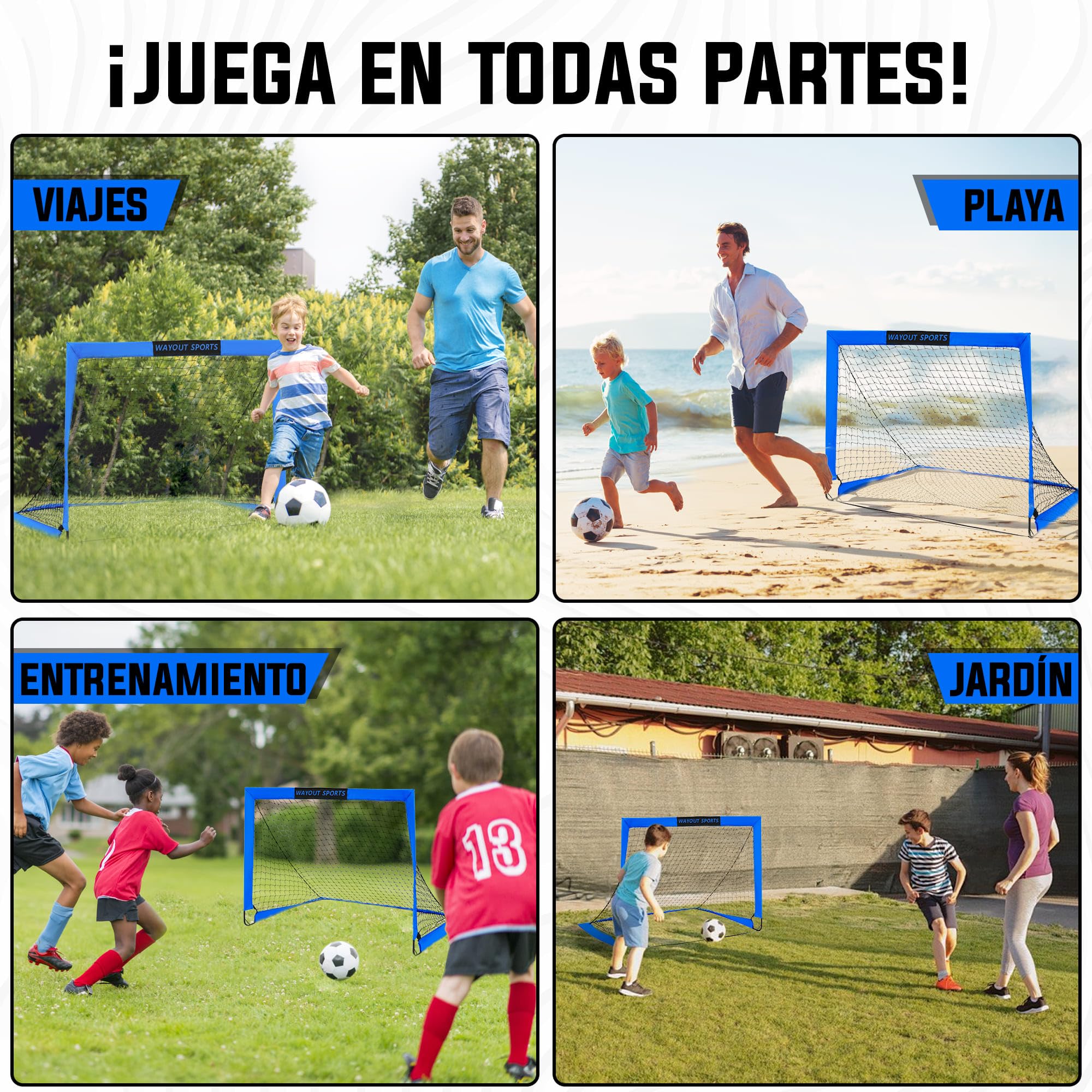 Porterías Fútbol Plegables con Balón e Hinchador