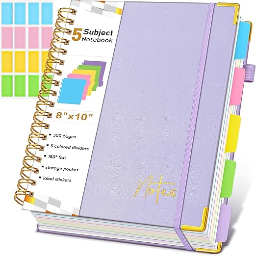 Amazon.com : Spiral Notebook Journal with Removable Dividers Tabs, 300 ...