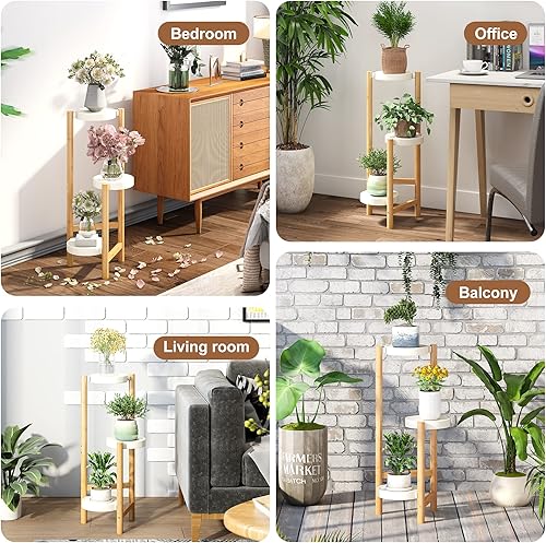 Miniatura 2 de FILWH Soporte para plantas de interior y exterior, 3 niveles, 3 macetas, soporte para flores, escalera, soporte para plantas, para balcón, ventana,