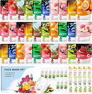 Ansiktsmasker present kvinnor, ansiktsmask set mask ansikte tygmasker | Ansiktsvård ansiktsmask multipack med tygmasker lermasker, presentset för födelsedag jul pyjamas spa party