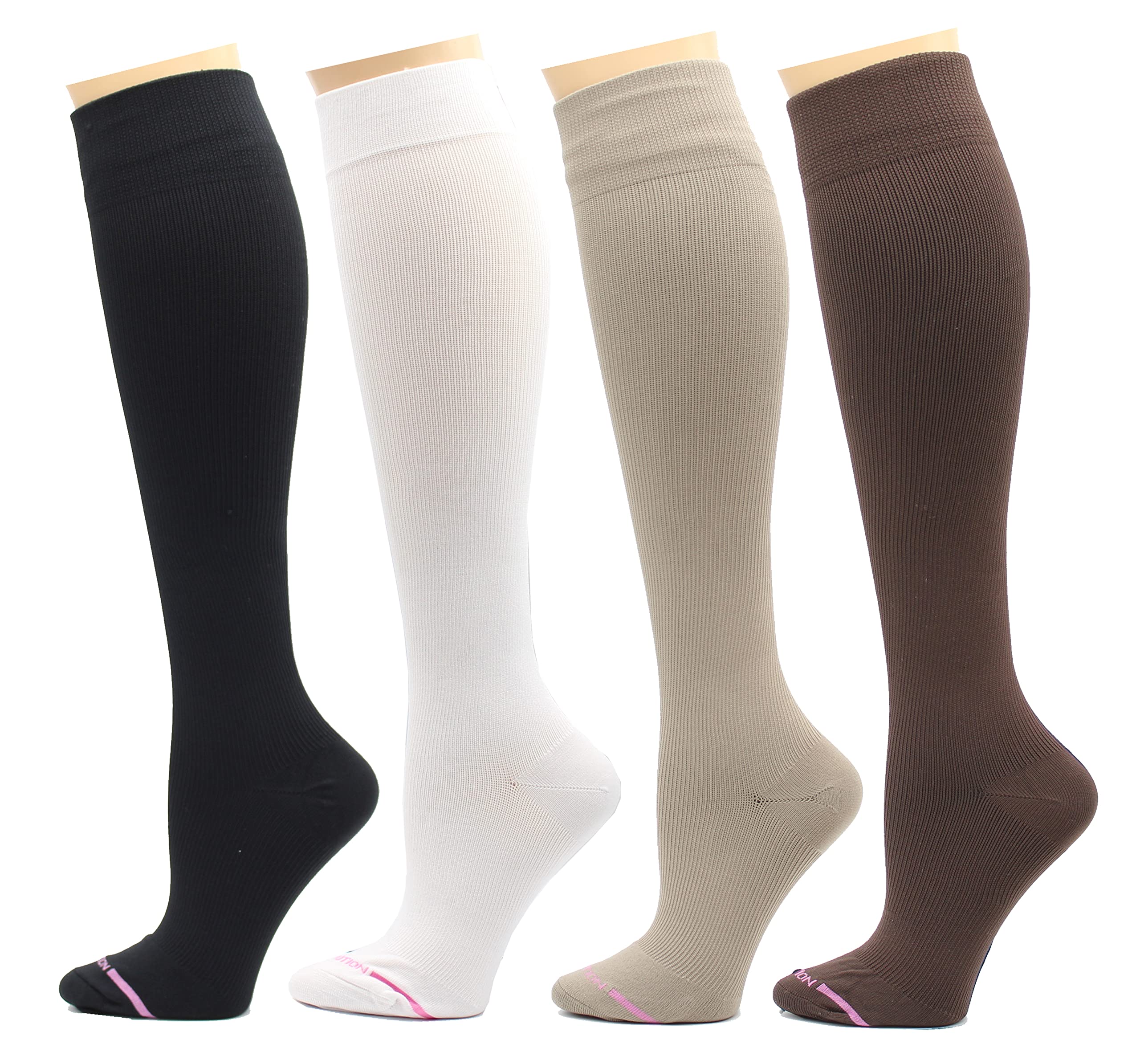 Dr. Motion4 Pairs Pack Women's Graduated Compression Knee High Socks