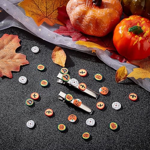 Miniatura 5 de SUNNYCLUE 1 caja, 200 piezas de 5 estilos de cabujones de Halloween, adornos de resina, fantasma, calabaza, murciélago, tapa de murciélago con parte