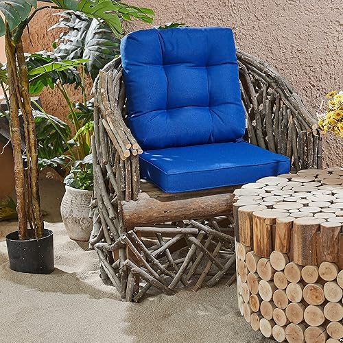Miniatura 7 de JMGBird Juego de cojín para asiento y respaldo para silla de exterior, juego de cojines de asiento profundo de 22 x 22 pulgadas, cojín de exterior