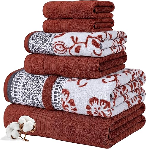 Miniatura 8 de Modern Threads Ophelia - Juego de 6 toallas de 100 % algodón, hilo reversible teñido jacquard y sólido, incluye 2 toallas de baño, 2 toallas