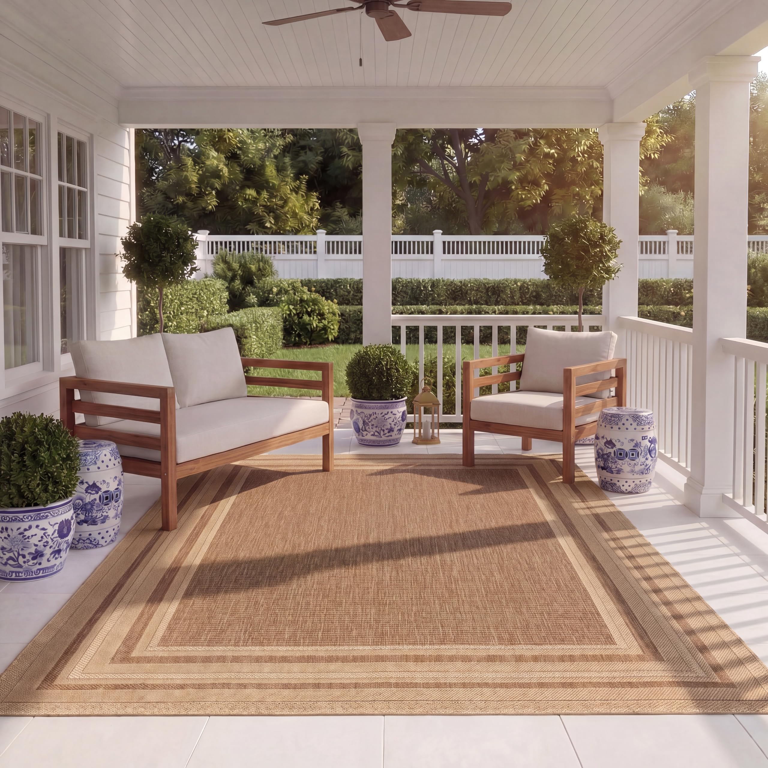 SAFAVIEH Courtyard Outdoor Rug 11x15, X-Large Dark Beige CY8475