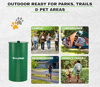 Alpine Dog Waste Station - Weather Resistant, Green Steel Outdoor Pet Poop Trash Can for Parks, Trails & Public Areas