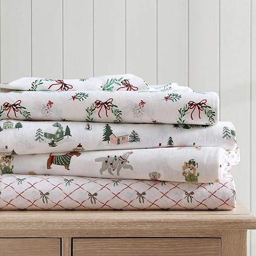 Miniatura 10 de Martha Stewart - Sábanas de franela de tamaño completo, algodón antibolitas y resistente a las arrugas, suaves al tacto para comodidad en todas las