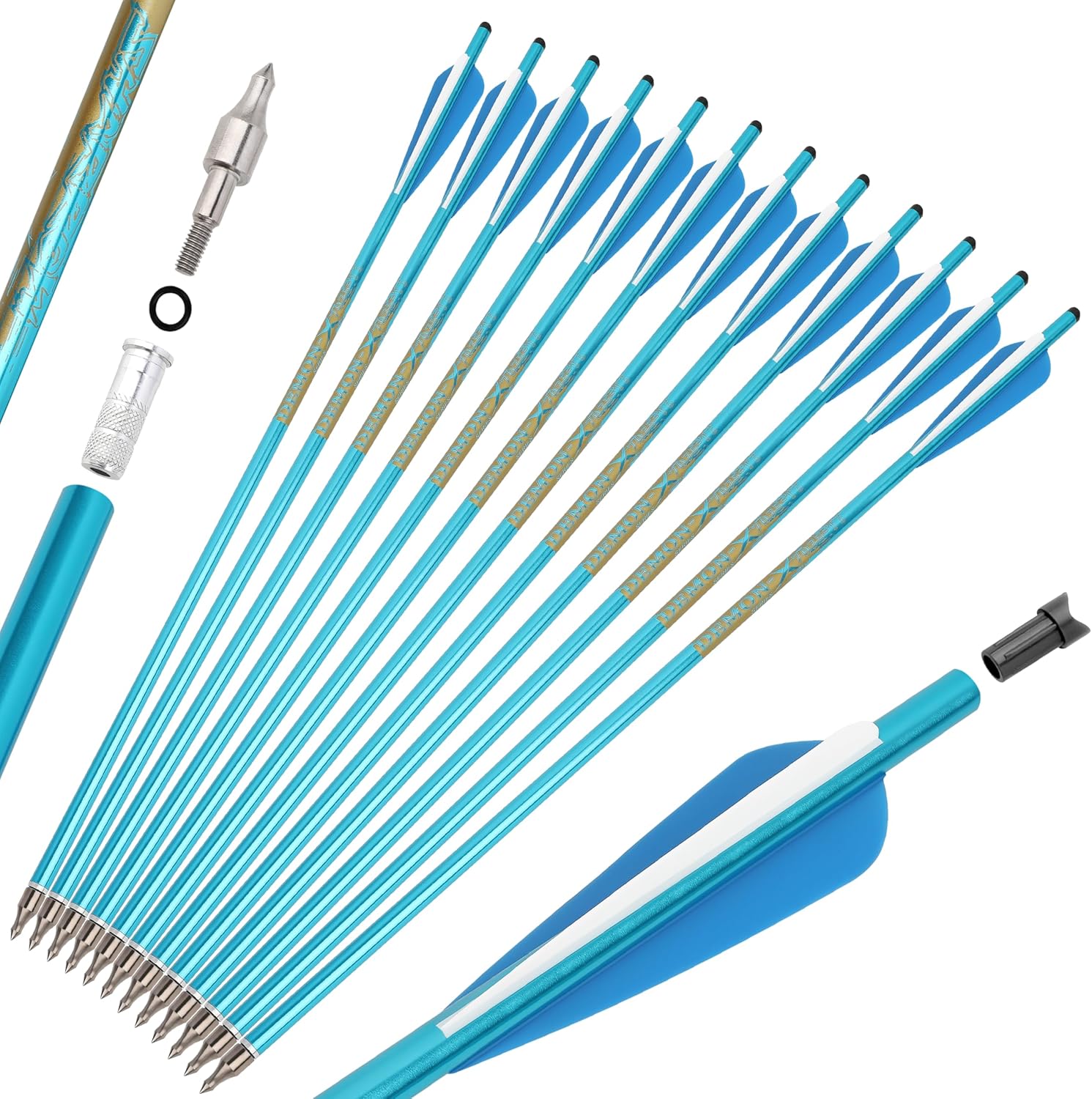 ZSHJGJR Crossbow Bolts Aluminum Arrows 20 22 Inch Archery Aluminum Alloy Crossbow Arrows with 4" TPU Vanes for Crossbow Hunting Shooting 6/12pcs