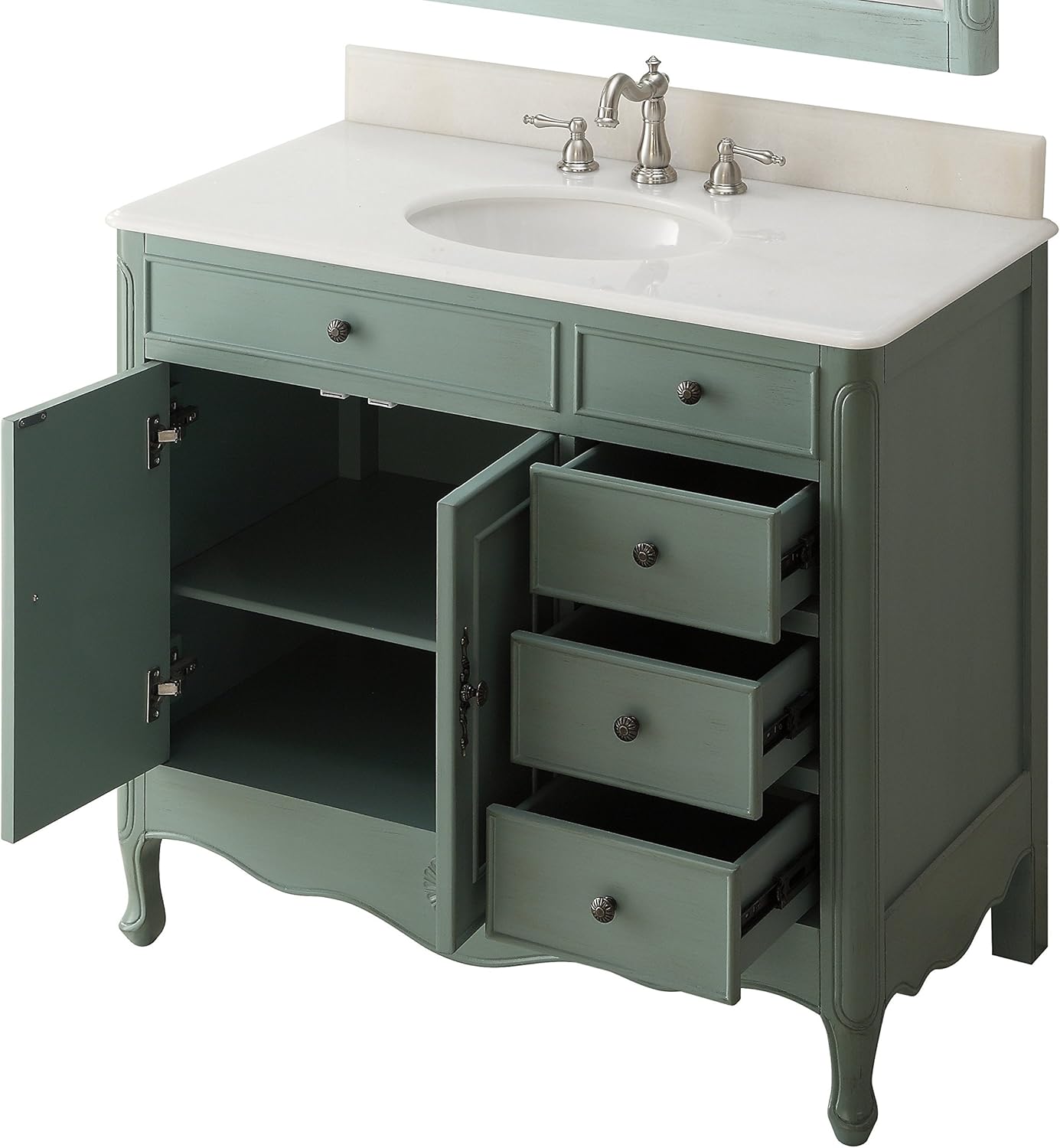 Benton Collection 38" Distressed Vintage Blue Daleville Bathroom Sink Vanity HF-837Y