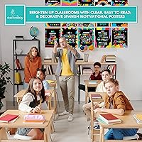 Vista 6 de Decorably 15 vibrantes carteles motivacionales de pizarra en español para el aula, 11 x 14 pulgadas, inspirador, decoración escolar laminada mate