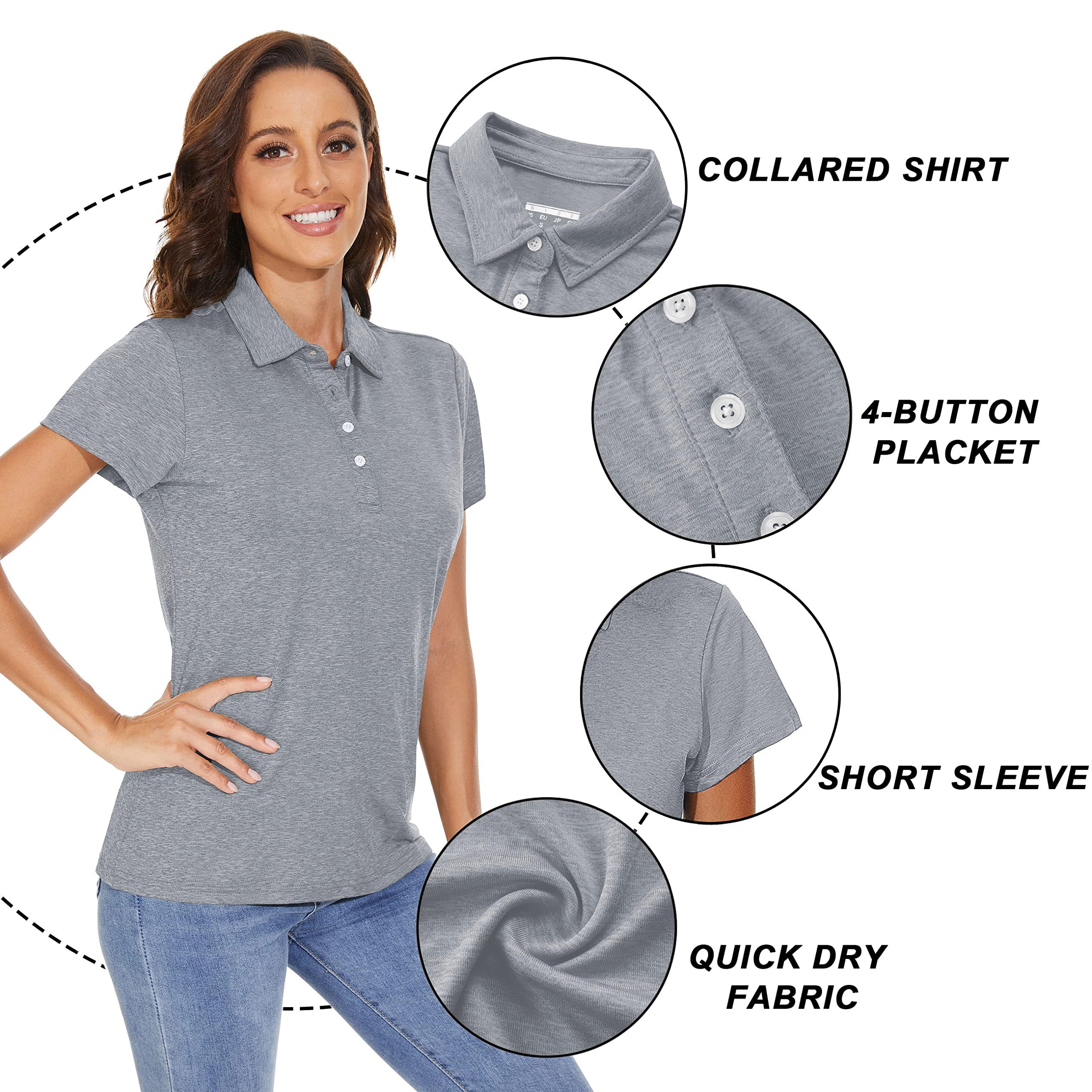 TACVASEN Chemises Décontractées Femme Polo a Manches Courtes Chemises Décontractées Haut Léger Séchage Rapide