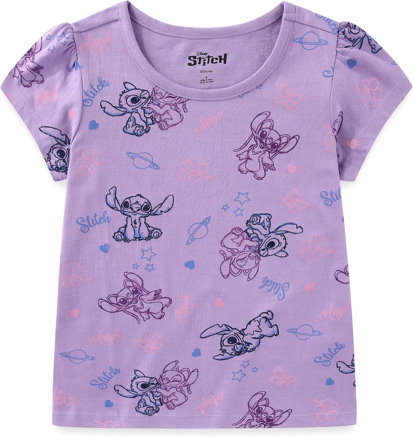 Disney Lilo & Stitch Girls Short Sleeve T-Shirt for Big Kids