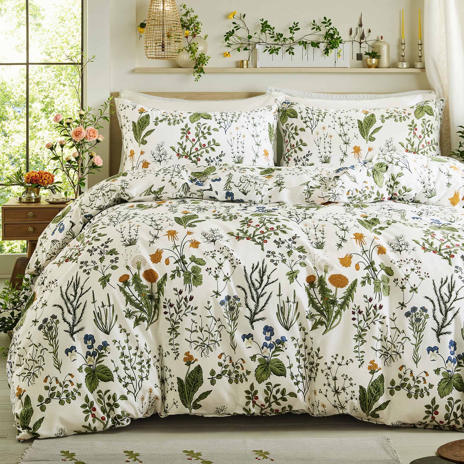 Cozaline Reversible Floral Duvet Cover Set