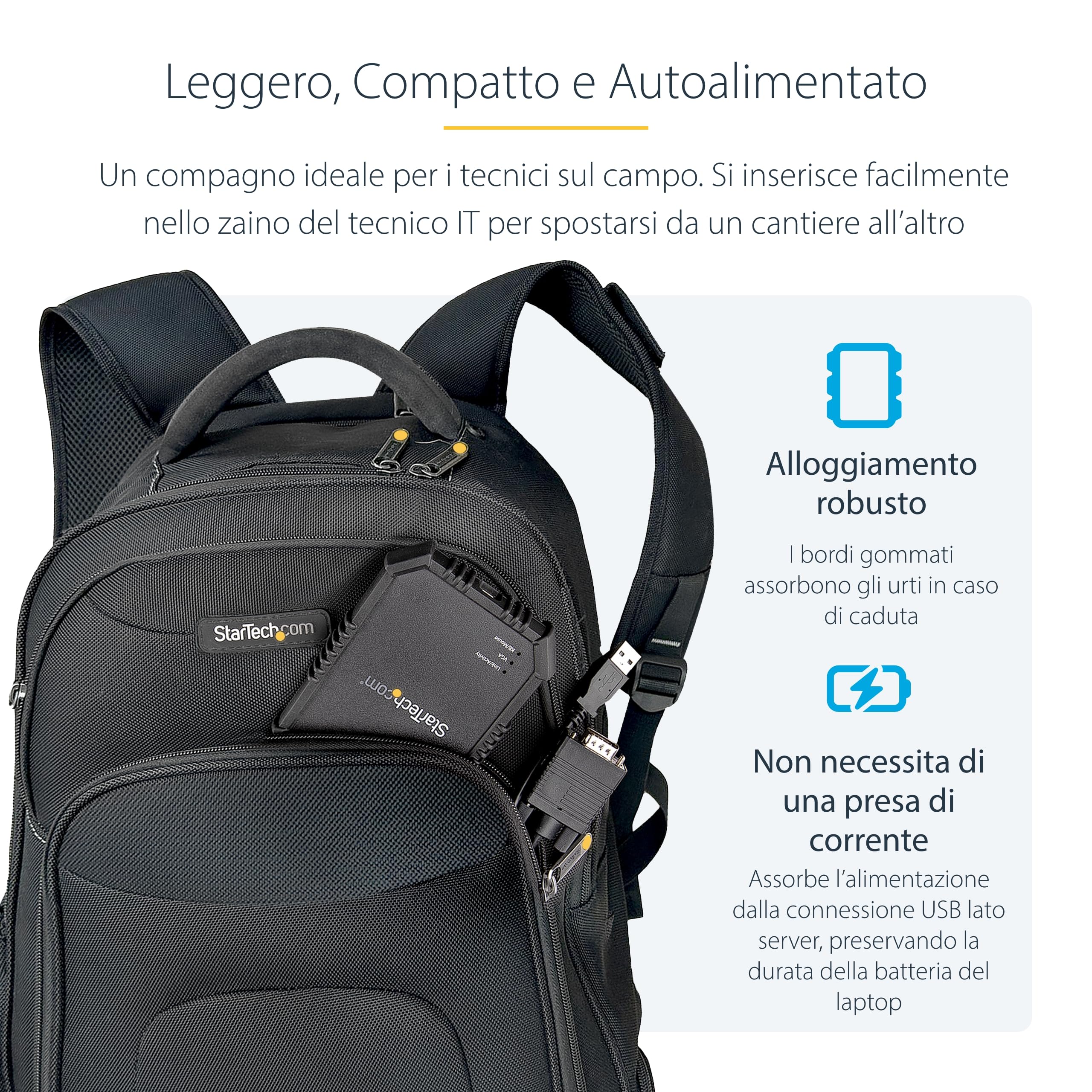 StarTech Adattatore Crash Cart Robusto, Console KVM USB/VGA (NOTECONS02X) | Alloggio robusto e resistente, Trasferimento file, Acquisizione video, Ideale per uso sul campo