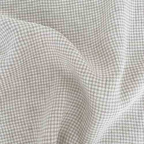 Miniatura 5 de Tela de lino caqui a cuadros de sirsaca  Material de tela duradera  Ideal para manualidades, ropa y decoración del hogar