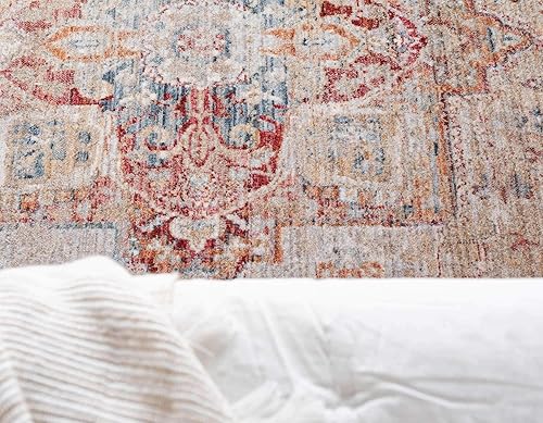 Miniatura 5 de Unique Loom Noble Collection - Alfombra de área tradicional, envejecida, vintage, geométrica, borde, medallón, rectangular, de 4 pies 1 pulgada x 5