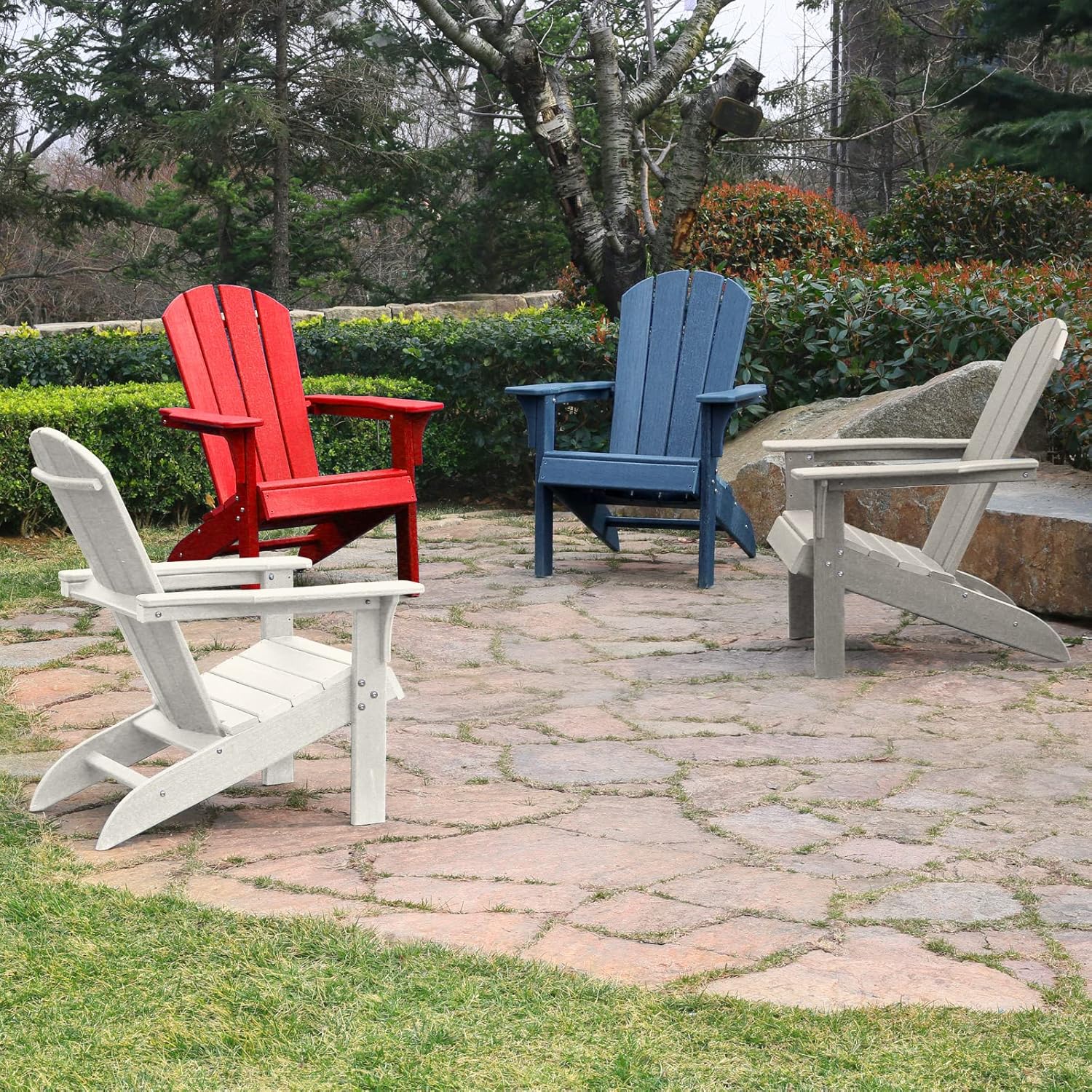 SDKOA HDPE Adirondack Chair Set of 2 Sunlight Resistant no Fading Snowstorm Resistant Outdoor Chair Adirondack Chairs Ergonomic Comfort Widely Used for Fire Pits Decks GardensCampfire Chairs -Red : Everything Else