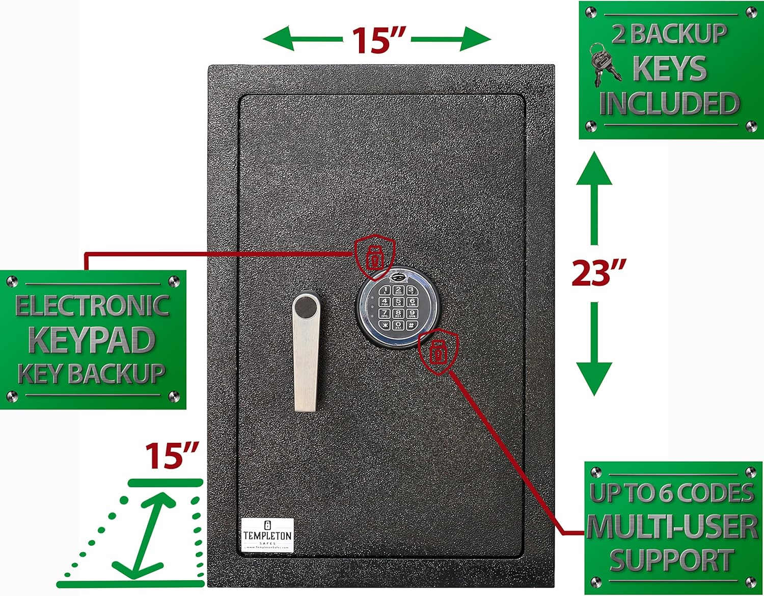 Templeton Safes Residential Safe with Electronic Keypad Combination & Key Backup, 6.1 CBF