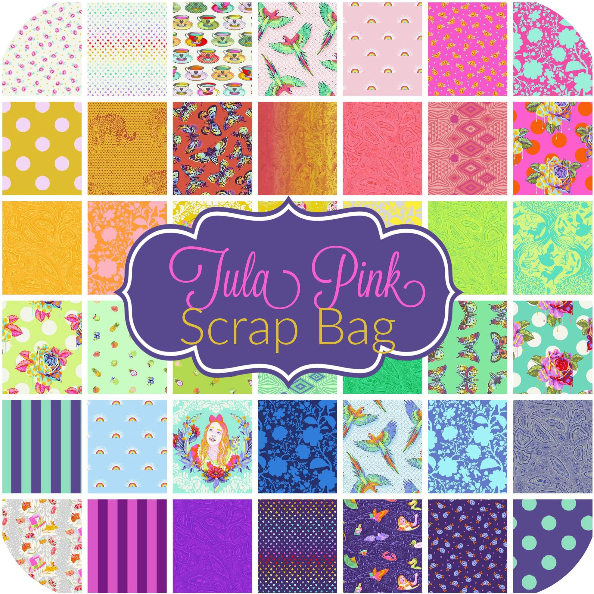 Tula Pink Scrap Bag (Approx 2 Yards) Quilt Fabric by Tula Pink for Free Spirit