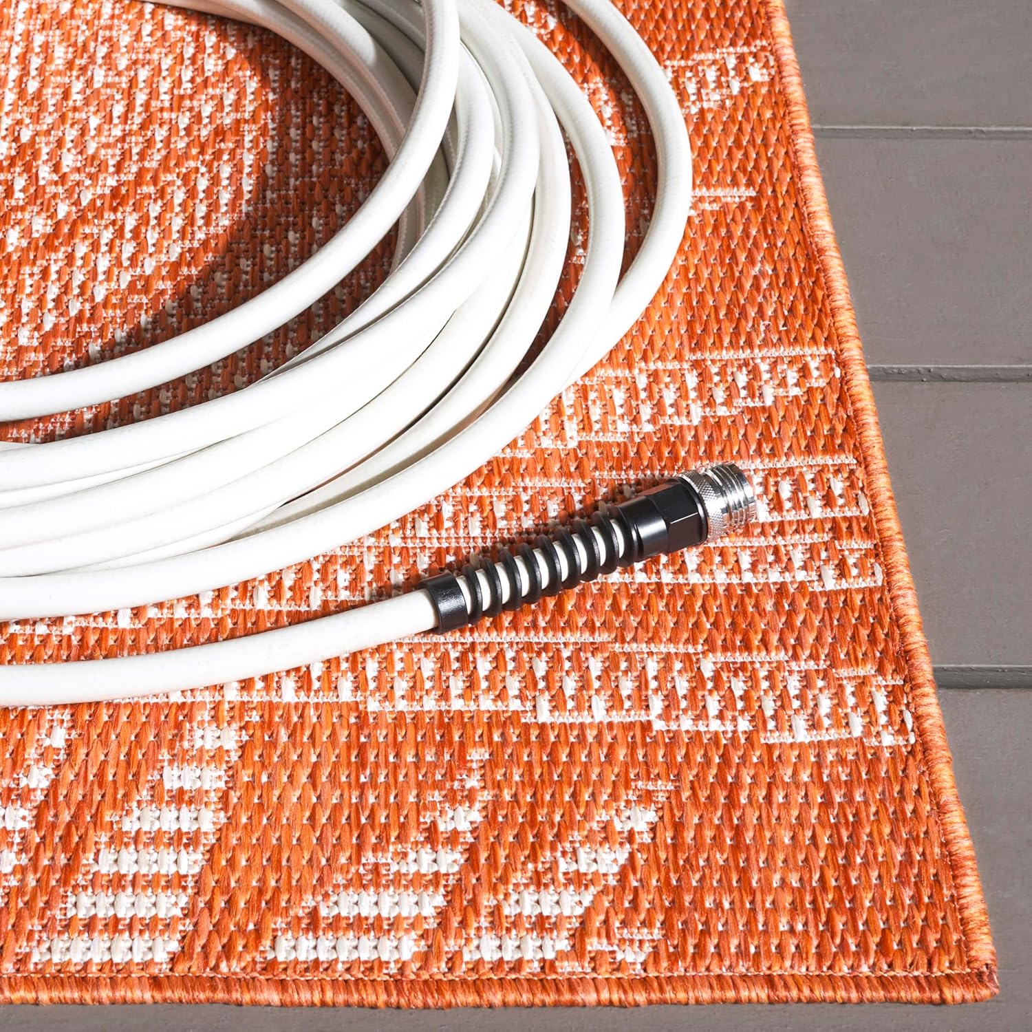 SAFAVIEH Washable Rug Outdoor Beach House Collection - 2'2" x 10' Runner, Orange & Ivory, Non-Shedding & Easy to Clean, Ideal for Patio, Backyard, Mudroom (BHS264P)