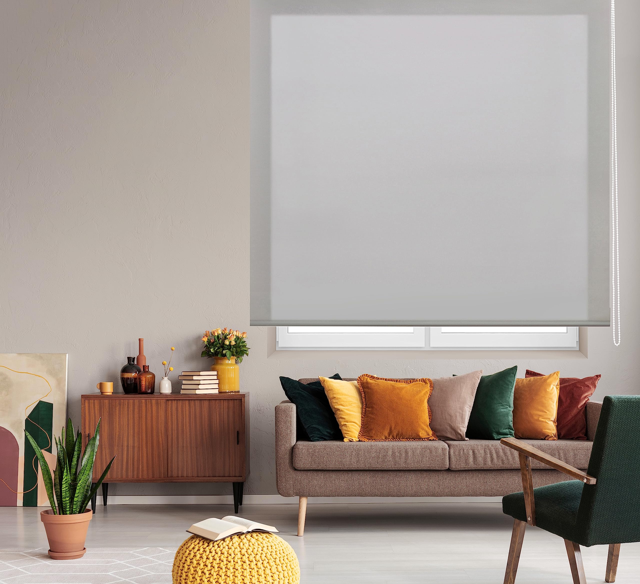Tenda avvolgibile trasparente, 100 x 250 cm (larghezza per altezza) - Tenda avvolgibile misura del tessuto 97 x 245 cm - Tenda traslucida argento - Tenda a rullo di alta qualità per