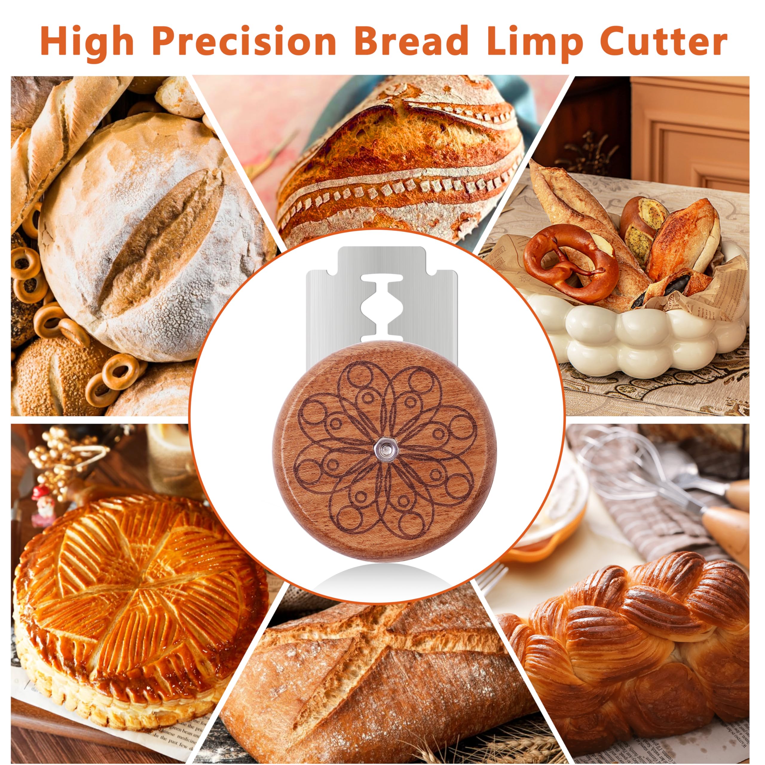 Epritliber UFO Bread Lame Cutter for Homemade Sourdough,Bread Scorer Tool for Sourdough with 5 Blades and Storage Cover,Slashing Tool Bread Cutting Knife for Artisan Bread and Baguette Makers,Circle