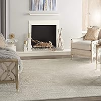 Nourison Essentials Ivory Beige 8x10 Indoor Outdoor Area Rug - Pet Friendly, Easy Clean, Non-Shedding, Low Pile for High Traffic