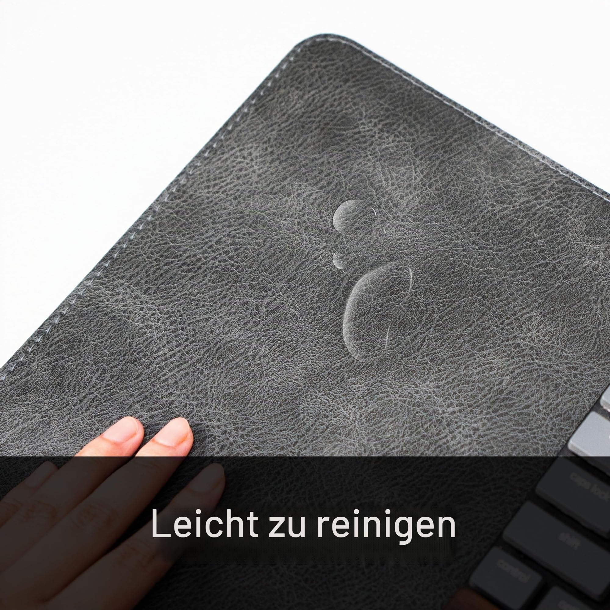 Premium-Schreibtischunterlage aus veganem Kunstleder, im Used-Look, multifunktionale Schreibtischunterlage für Heimbüro, Schwarz/Grau, 40 x 90 cm