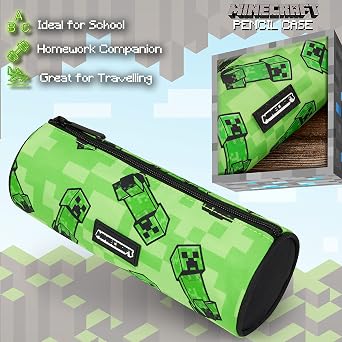 Minecraft Boy's Gamer School Pencil Case Round Pencil Case 22 cm Video Games Design