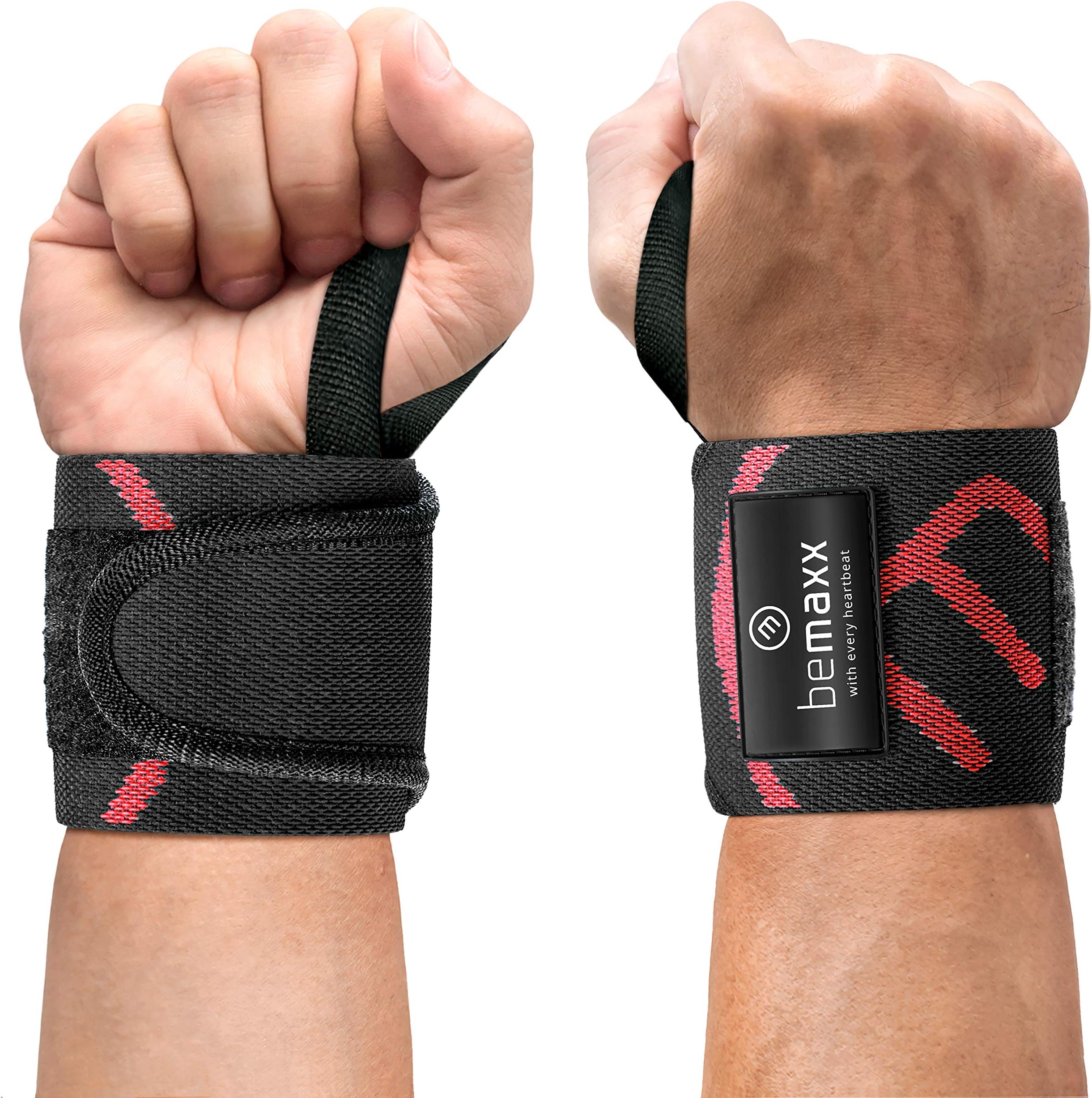 Wrist Wraps Weightlifting Powerlifting - Set of 2 One Size Women Men | Pro Weight Lifting Straps for Heavy Duty Strength Training, Bodybuilding Deadlift Gym Support Body Fitness Wristband Boxing Sport