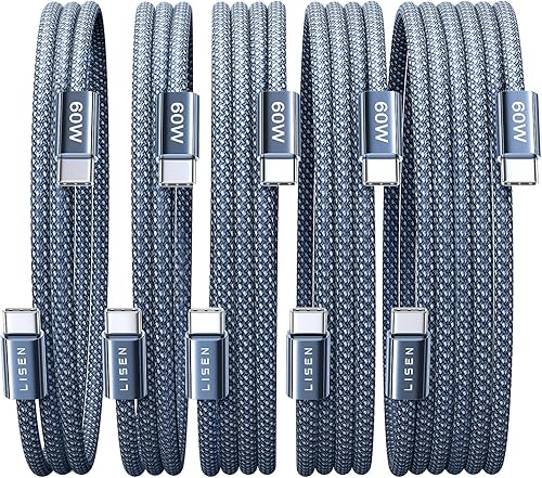 Miniatura 8 de LISEN Cable USBC a USBC para iPhone 15 Plus Pro Max, MacBook Pro 2020, MacBook Air, 5 unidades de 3.3 pies Cable de carga para iPad ProAirMini,