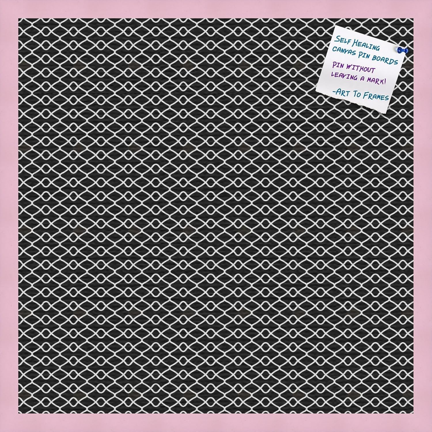 PinPix Decorative pin Cork Bulletin Board Made from self-Healing Canvas, Knotted Diamond Design Printed at 16x16 Inches and Framed in Red Stain on Beech(WOM56673)