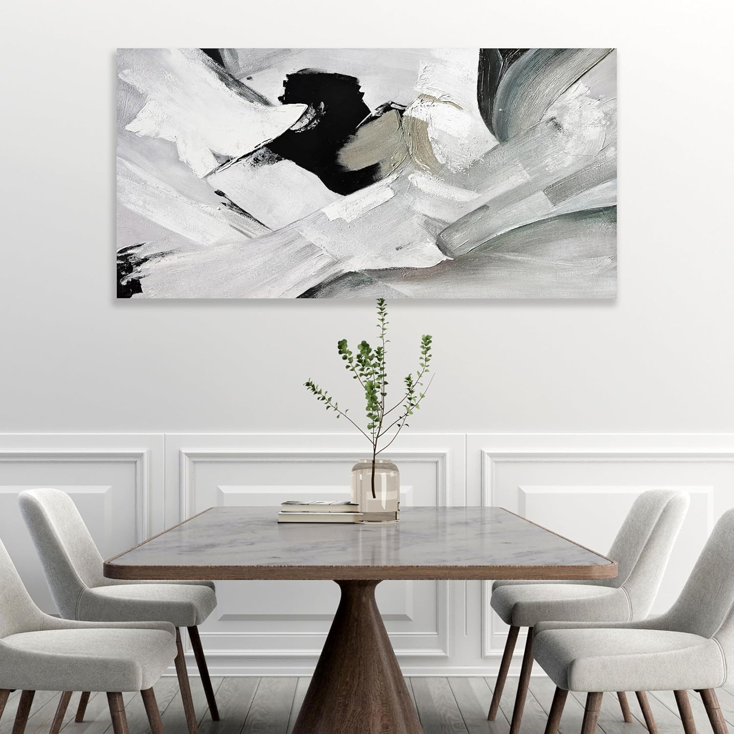 Abstract Wall Art Home Wall Decor Black White and Grey painting Abstract Canvas Art Framed Artwork Modern Home Wall Decor for Living Room Bedroom Office 20"x40"