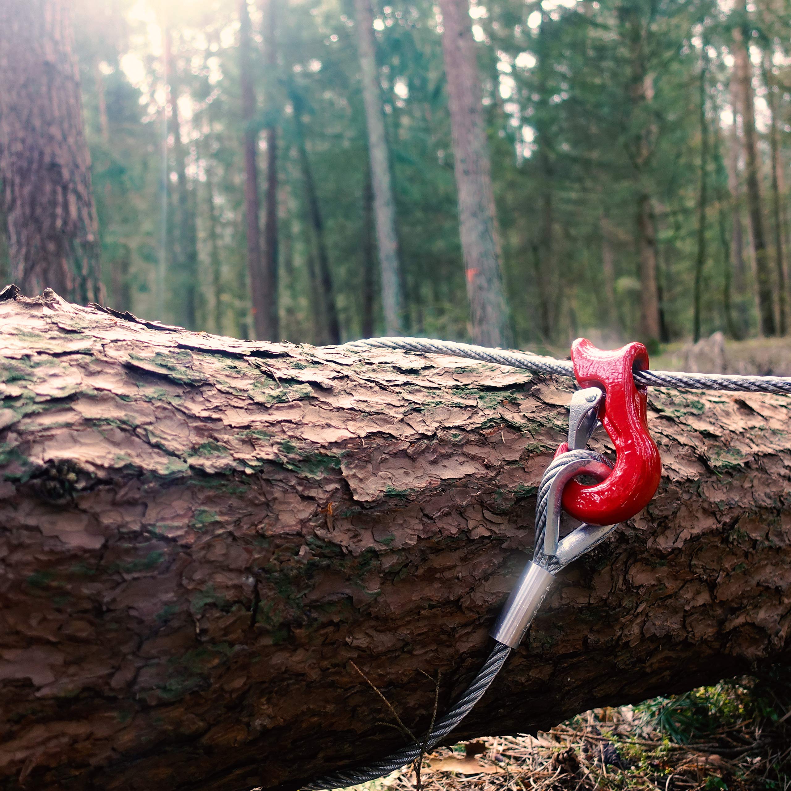 Câble d'élingage avec cosses, câble de débardage – Câble forestier avec crochet coulissant | 10mm – 16mm | 0,5m – 50m | Ø12mm / 1.500kg charge utile | 3m