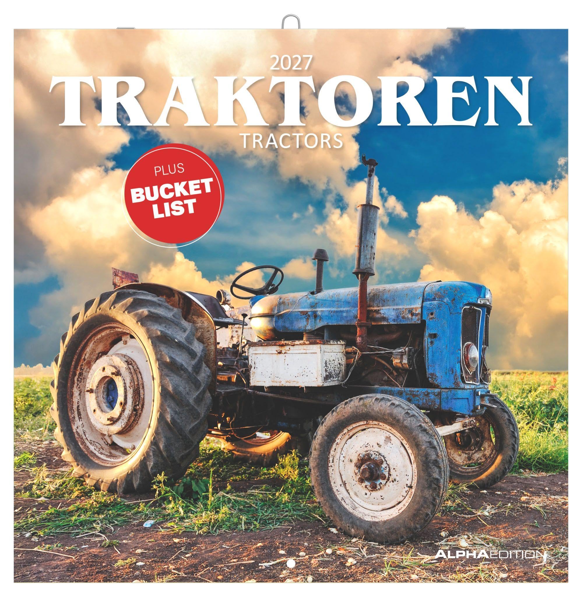 Traktoren 2027: Wandkalender 30x30 cm (30x60 cm geöffnet) mit Notizkalendarium, 12 Traktoren-Motiven und Bucket-List