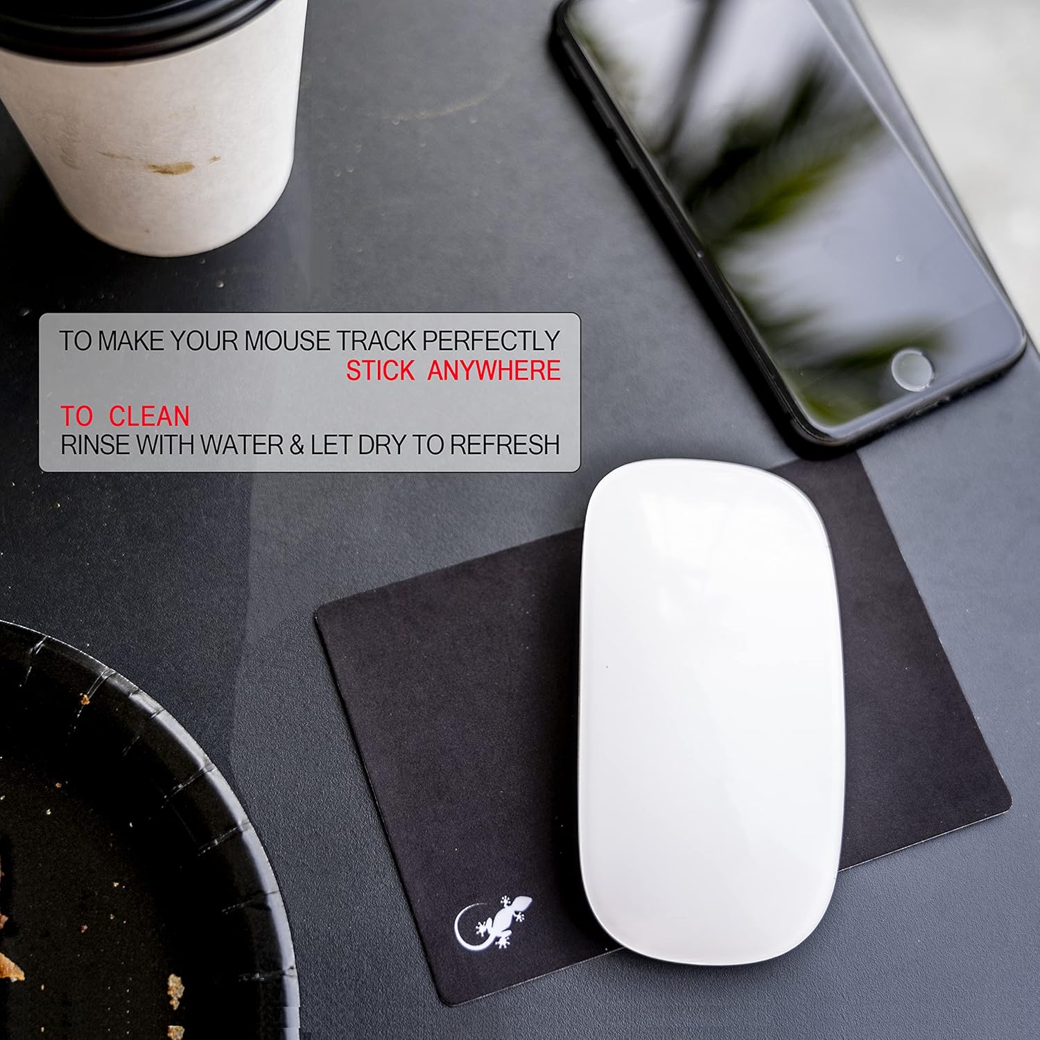 Mouse Pad Adhesive Bottom - Sticks to Any Surface - Portable - Webcam Covers and Screen Cleaner Included (5 Pack - Rainbow)