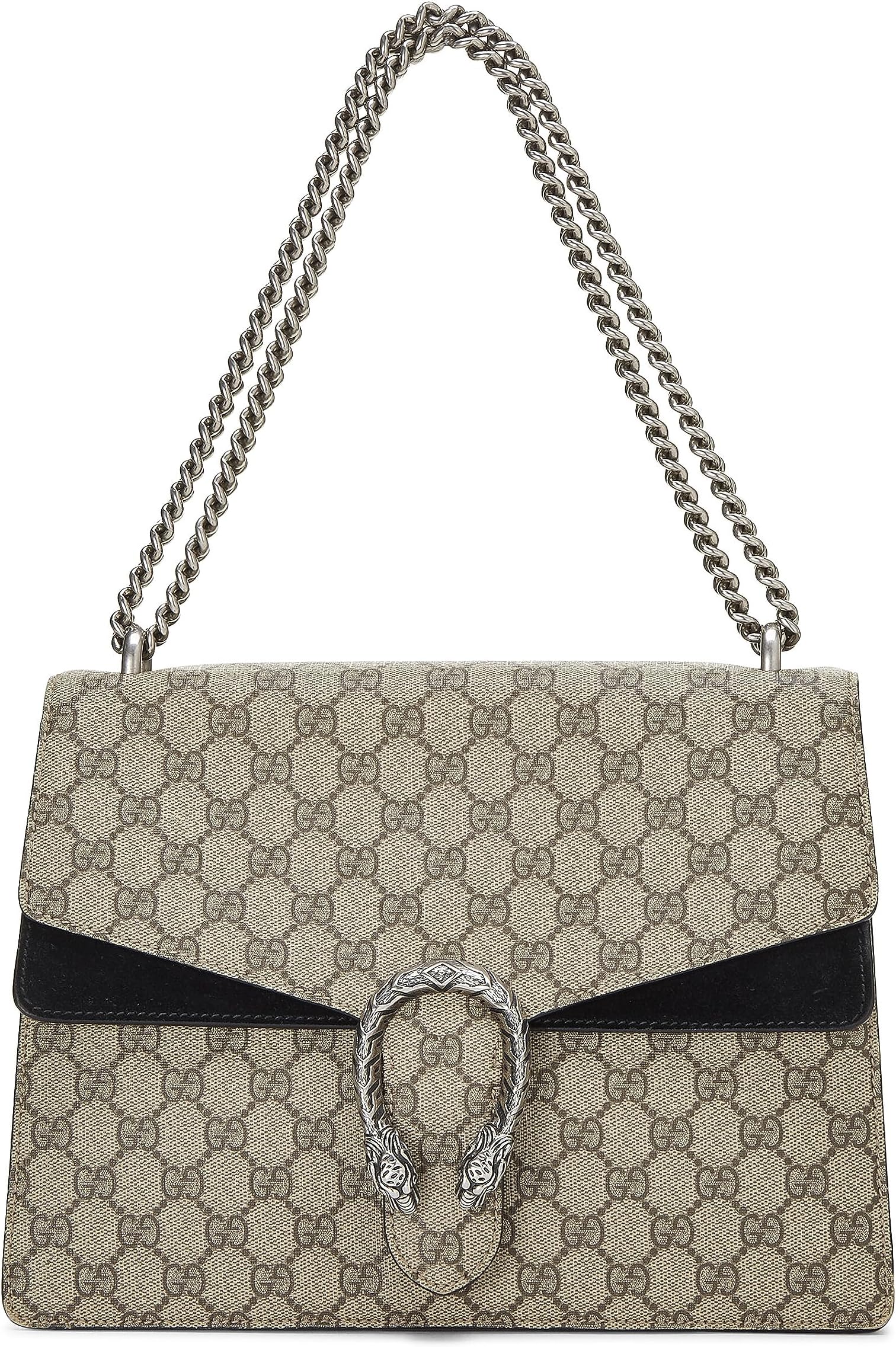 GucciPre-Loved Black GG Supreme Canvas Embellished Dionysus Bag Medium, Black