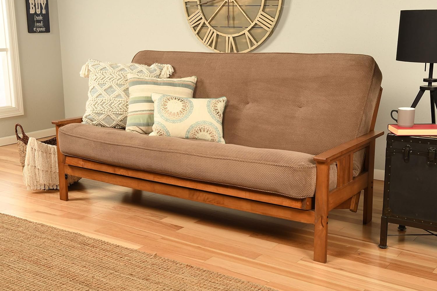 Kodiak Furniture Monterey Futon Set, No Drawers, with Barbados Base and Marmont Mocha Mattress