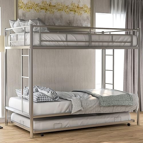 Miniatura 3 de Bellemave Litera individual sobre cama individual con nido, marco de cama de metal con escalera y rieles de seguridad para niños, niñas, niños,