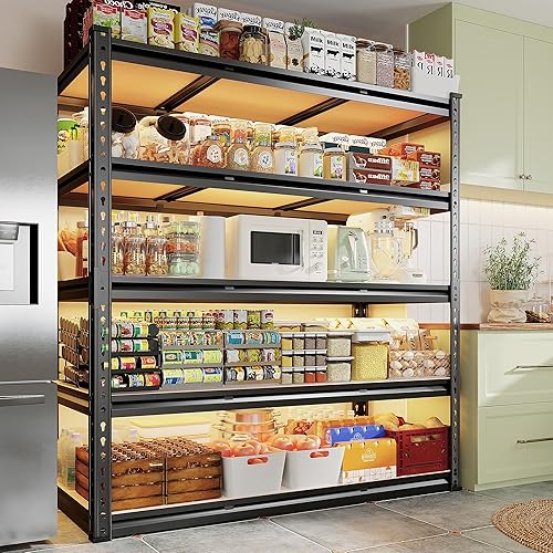 Miniatura 3 de REIBII Estantería de garaje de 48 pulgadas de ancho, estantes de almacenamiento de 3000 libras, estantería de metal ajustable de 5 niveles, estantes