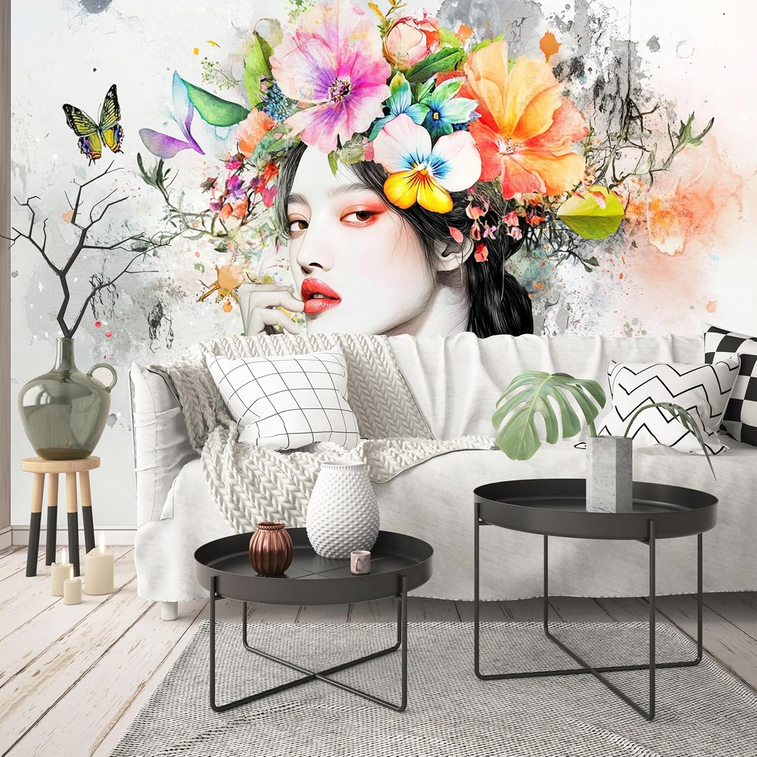Custom Size Wall Murals - Embossed Beauty Decor - Self-Adhesive Removable Stick Wallpaper for Living Room